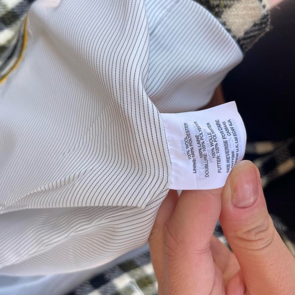 J Crew Plaid Oxford Long Wool Coat Gold Buttons Blue Green Ivory Multi Sz 2 - Picture 8 of 9